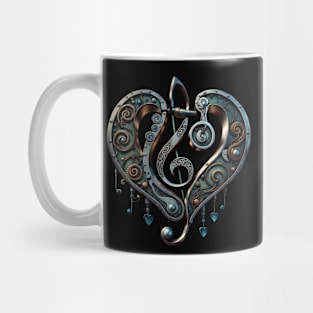 Elegant heart with clef in steampunk style. Mug